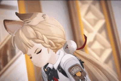 Girl With Cat Ear In White Shirt GIF