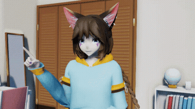 Girl With Cat Ears And Braided Hair Pointing GIF