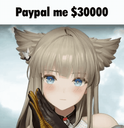 Girl With Cat Ears And Glove Says PayPal Me 30000 GIF