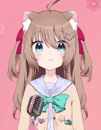 Girl With Cat Ears And Heart Hair Clip GIF