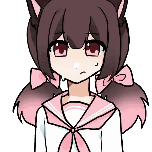 Girl With Cat Ears And Pink Bow Sticker