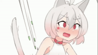 Girl With Cat Ears And Red Collar GIF