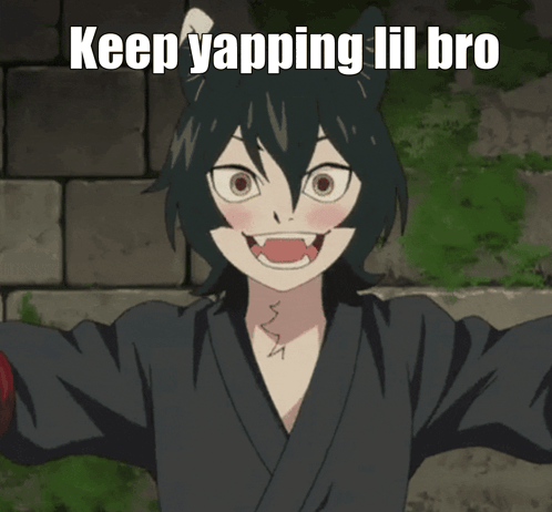 Girl With Cat Ears And Text Keep Yapping Lil Bro GIF