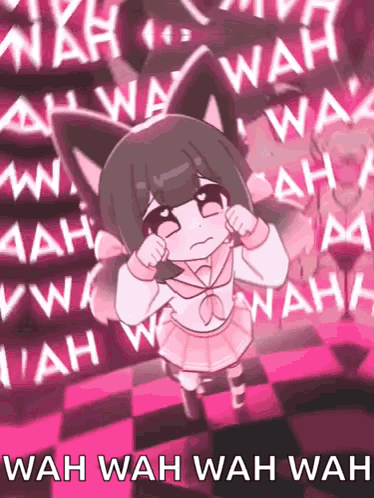 Girl With Cat Ears And Wah Wah Wall GIF