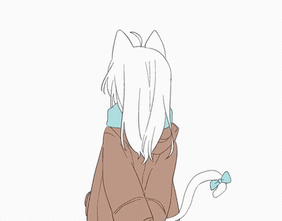 Girl With Cat Ears In Brown Coat And Scarf GIF