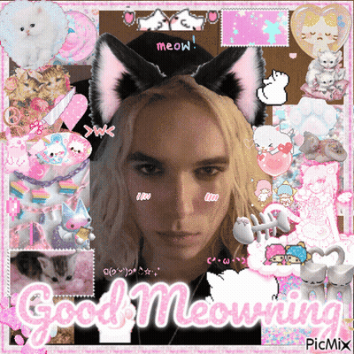 Girl With Cat Ears Saying Good Meowwing GIF