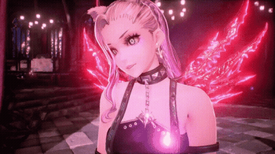 Girl With Choker In Front Of Red Lights GIF