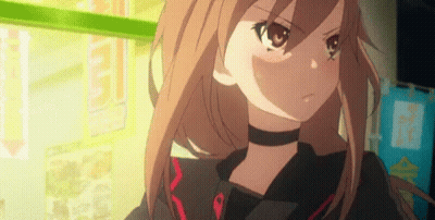 Girl With Choker Standing Before Sign GIF