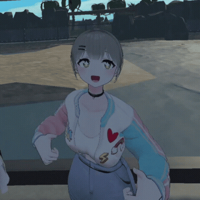 Girl With Choker Wearing Jacket With Heart And Letter S GIF