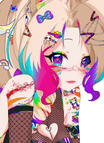Girl With Colorful Hair And I Love You Tattoo Sticker