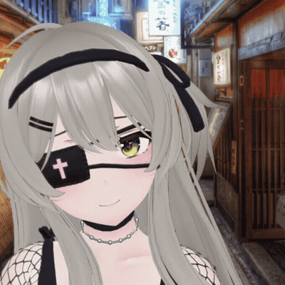 Girl With Cross On Eye And Choker GIF