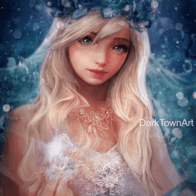 Girl With Crown Of Flowers Dark Town Art GIF