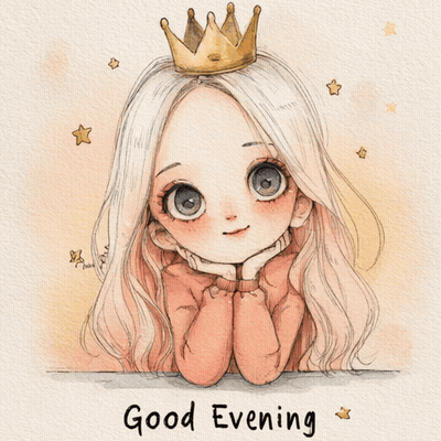 Girl With Crown Saying Good Evening GIF