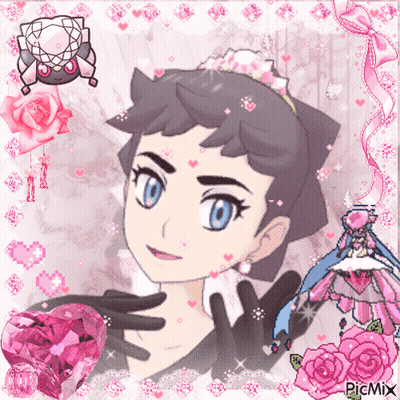 Girl With Crown Surrounded By Pink Hearts GIF