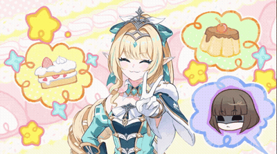 Girl With Crown Surrounded By Speech Bubbles Cake Pudding GIF