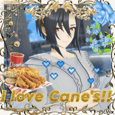Girl With Cup Of Cane's Chicken And Fries GIF