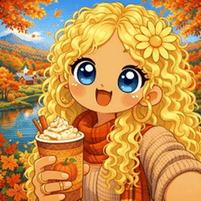 Girl With Curly Hair Holding Hot Chocolate GIF
