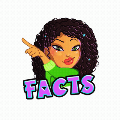 Girl With Curly Hair Pointing Facts GIF