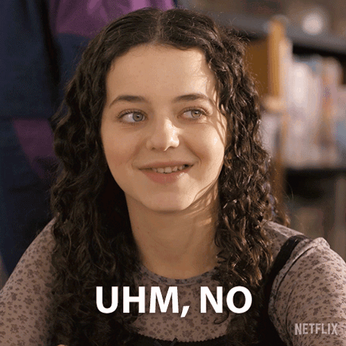 Girl With Curly Hair Saying Uhm No GIF