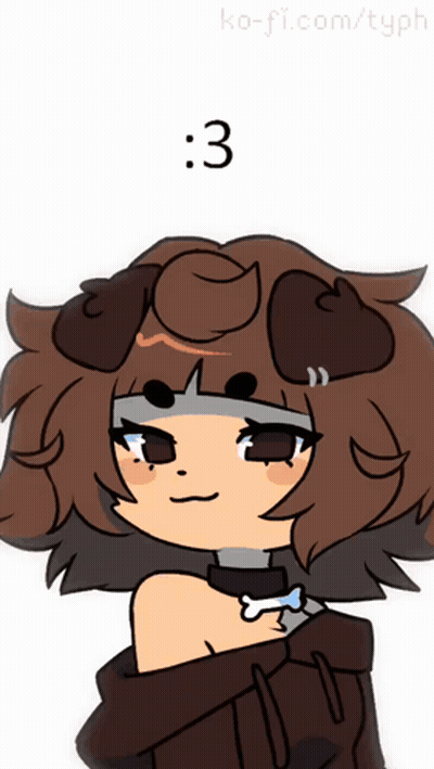 Girl With Dog Ear And Number 3 GIF