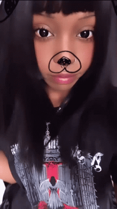 Girl With Dog Face Drawing Wearing N Shirt GIF