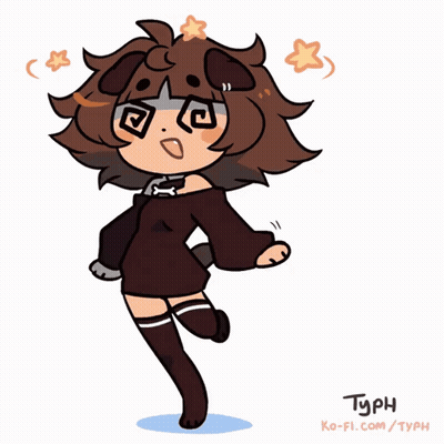 Girl With Dog's Head And Name Typh GIF