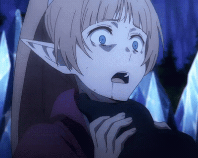 Girl With Elf Ears Holding Man's Neck With Blood GIF