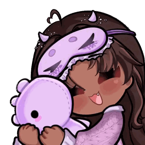 Girl With Eye Mask And Stuffed Animal Sticker