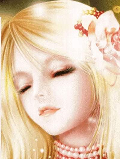 Girl With Eyes Closed and Flower in Hair