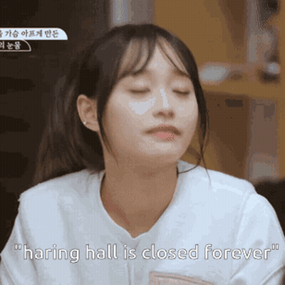 Girl With Eyes Closed Haring Hall Is Closed GIF