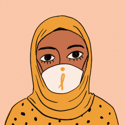 Girl With Face Mask Letter M GIF