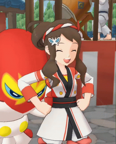 Girl With Flower In Hair Red And Yellow Monster GIF