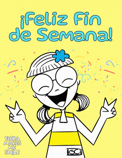Girl With Flower In Hair Saying Feliz Fin De Semana GIF