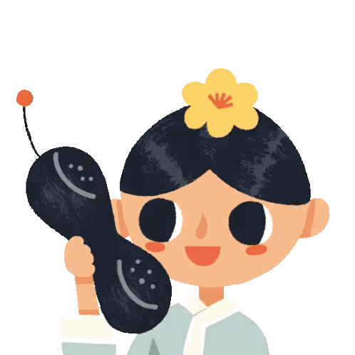 Girl With Flower In Hair Talking On Phone Sticker
