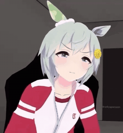 Girl With Flower In Hair Wearing Red And White Jacket T GIF