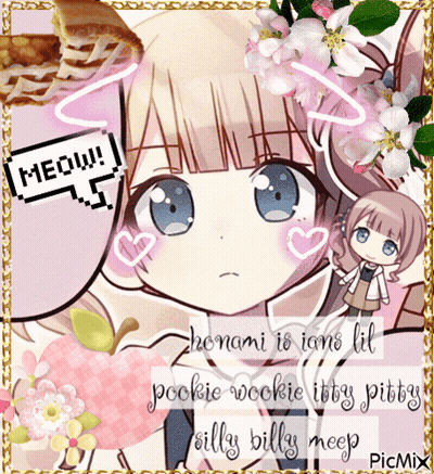 Girl With Flowers And Pizza Says Meow GIF