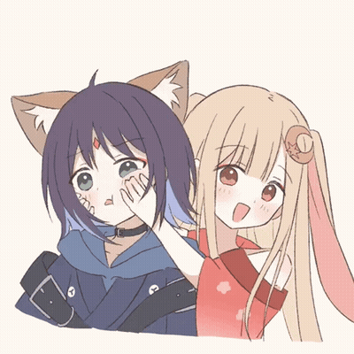 Girl With Fox Ear And Girl With Bunny Ear GIF