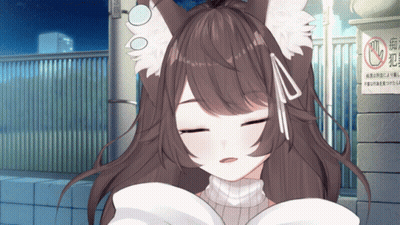 Girl With Furry Ear Smiling Next To No Smoking Sign GIF