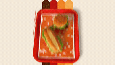 Girl With Glasses And Burger King Crown Holding Hamburger GIF
