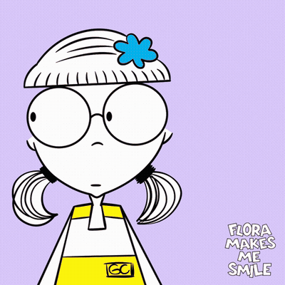 Girl With Glasses and Flower Saying Flora Makes Me Smile