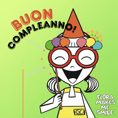 Girl With Glasses and Party Hat Buon Compleanno
