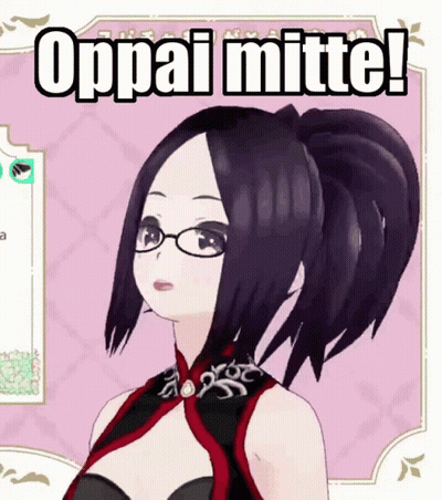 Girl With Glasses And Ponytail Says Oppai Mitte GIF