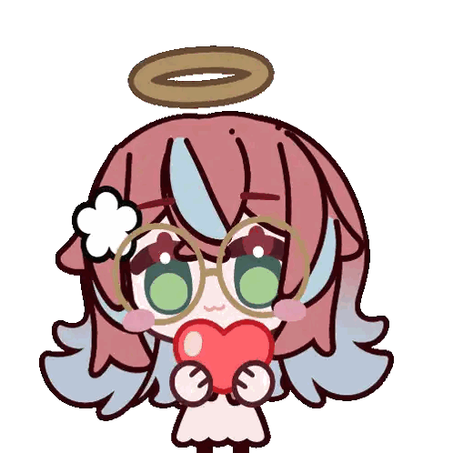 Girl With Glasses Holding Red Heart Sticker