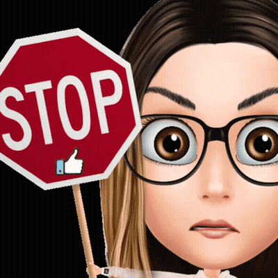 Girl With Glasses Holding Stop Sign GIF