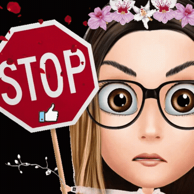Girl With Glasses Holding Stop Sign And Thumbs Up GIF
