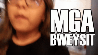 Girl With Glasses In Front Of Mga Bweysit Sign GIF