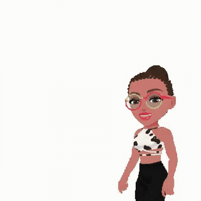 Girl With Glasses Running In Front Of Purple Yus Letters GIF
