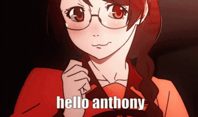 Girl With Glasses Saying Hello Anthony Red Shirt GIF
