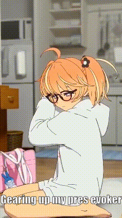 Girl With Glasses Sitting on Floor Gearing Up My Press Evoker