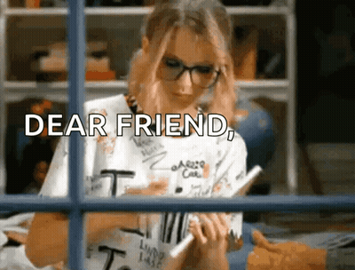 Girl With Glasses Writing Dear Friend GIF